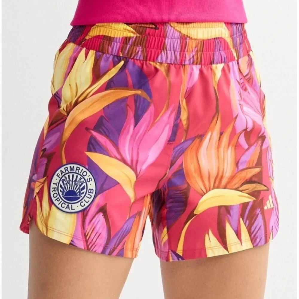 New Farm Rio x Adidas Shorts Size XS Running Birds Of Paradise Pacer Pull-on
